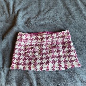 Vintage Hollister Magenta Pink Houndstooth Tweed Low rise mini Skirt